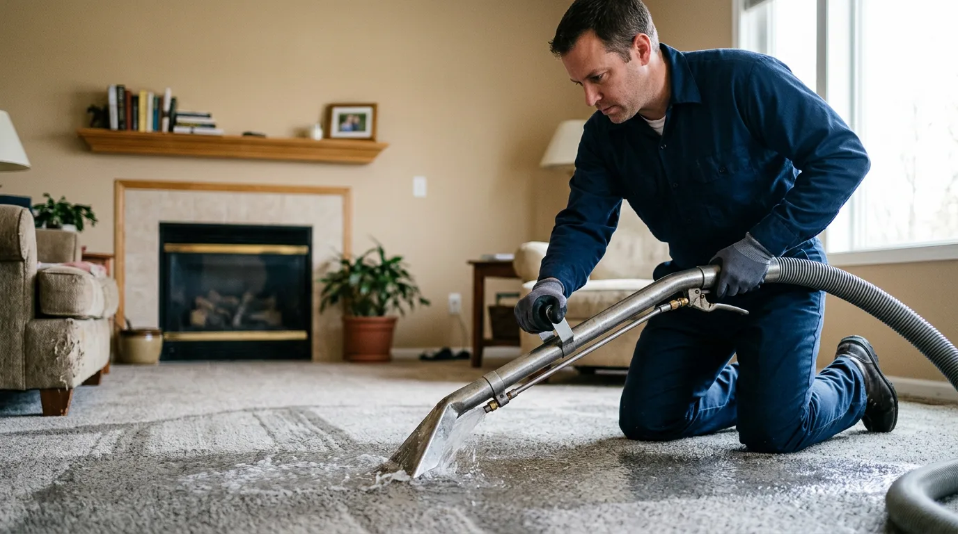 Water damage restoration technician working near Gardiner, ME